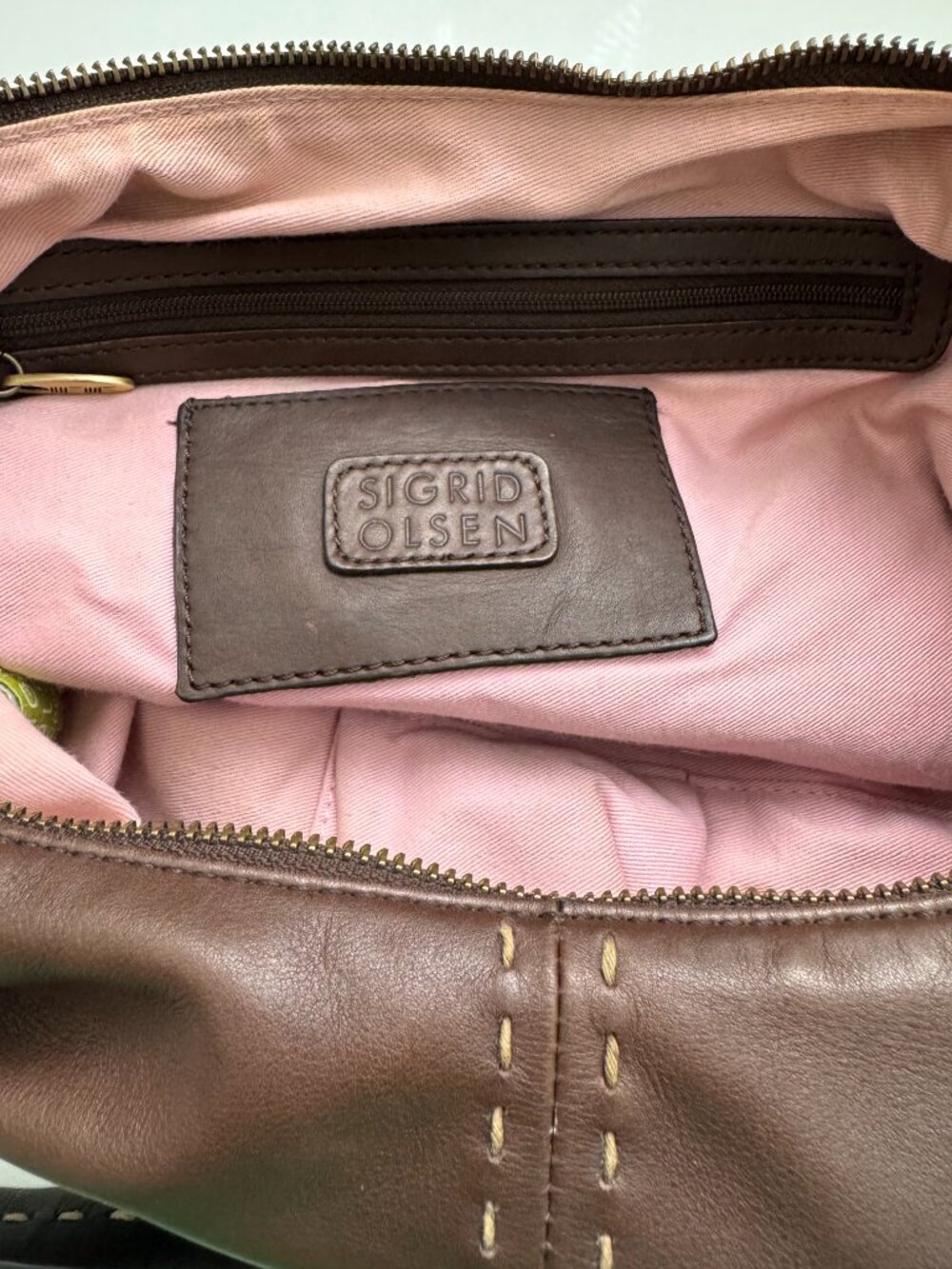 SIGRID OLSEN Leather Dark Chocolate Brown Hobo Bag - Picture 7 of 10